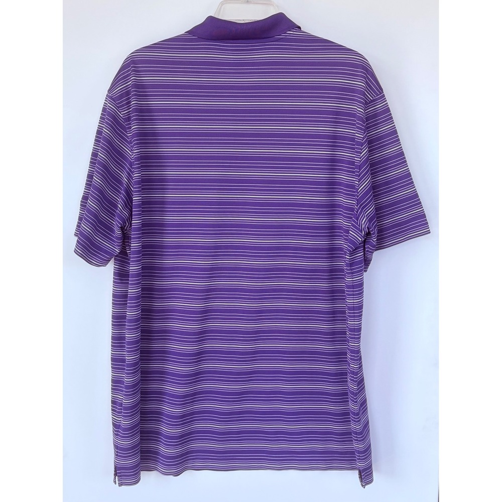 Nike Golf Dri-FIT Men XL Purple White Stripe Short Sleeve Polo Shirt Performance - Picture 2 of 7